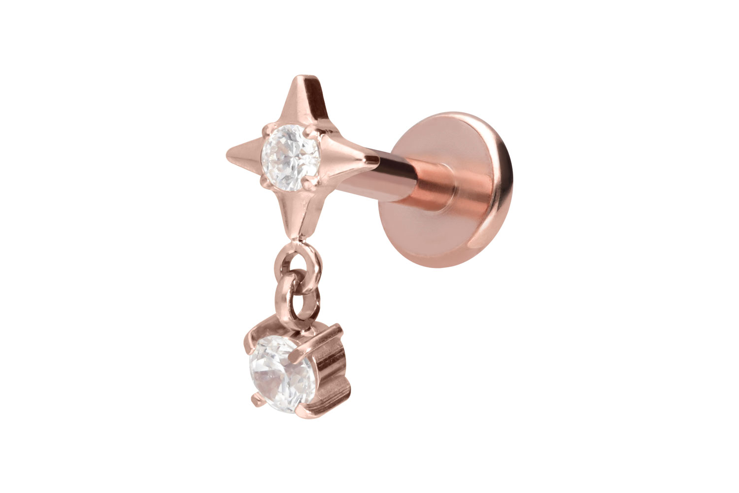 Titan Labret Piercing mit Innengewinde STERN + KRISTALL
